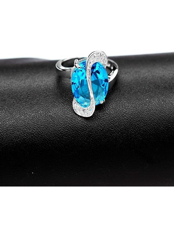 DubaiGallery قلادة جديدة من الفضة الإسترلينية 925 مع قلادة مجموعة مجوهرات الزفاف العصرية متعددة الألوان من الكريستال والزركون مع أقراط وخاتم لنساء مجموعة إكسسوارات للحفلات - Image 4